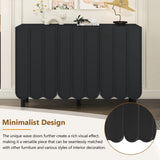 ON-TREND Cream Style Minimalist Shoe Cabinet with 5 Solid Wood Legs, Sideboard Buffet Cabinet with N721P180695B