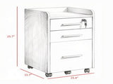 White 3 Drawer Mobile File Cabinet for Office Document Organization, Lockable, Edged Top, Rolling 49986537