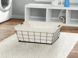 60L Rectangular Steel Laundry Basket, Black & Natural, Adult 78183959