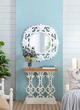 32" x 12" x 32" Classic Vintage White Wash Console Table with Brown Wood Top W2078141935