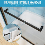 60" W x 57" H Aluminum Frame Double Sliding Shower Door, Soft-Close Matte Black Bathtub Door, 1/4" W3377P308205