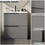 30" Bathroom Vanity with Ceramic Sink and Full-Extension Drawers, Freestanding Bathroom Vanity with N817P288915G