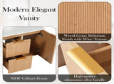 36 Inch Single Sink Bathroom Vanity with ceramic Top, MDF Cabinet, Soft Close Doors, Divided N729P417256N