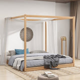 King Size Canopy Platform Bed with Support Legs, Natural WF309290AAM
