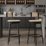 Creamy White Bar Stools Swivel Counter Chairs with Metal Frame Set of 2 Hand Woven Paper Rope Dining W1757P144565