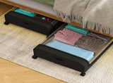 2 Pack Under Bed Storage Containers with Wheels, 42L Underbed Organizer Bin with Clear PVC Lid, Dual 33578725