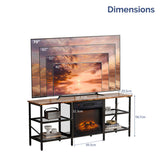 58" Weathered Wood Fireplace TV Stand Console Table with 4 Shelves, for 18" Electric Fireplace 08662295