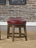 Round Swivel Stools Set of 2, Red Faux Leather 360-degree Swivel Seat Nailhead Trim Solid Wood Frame B011P201576