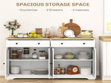 White Modern Sideboard, Buffet Cabinet with Storage Drawers & Adjustable Shelves for Living Room, 43250078