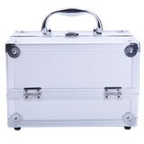 ZNTS SM-2176 Aluminum Makeup Train Case Jewelry Box Cosmetic Organizer with Mirror 9"x6"x6" Silver 05418459