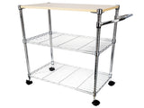 3-Tier Rolling Kitchen Trolley Cart Steel Island Storage Utility Service Dining 15773870