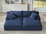 Compressible double chaise lounge with cupholders - No Assembly Required, Fluffy Modern Sleeper W2339P346396