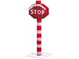 Lighted STOP Sign Christmas Yard Decorations, Pre-lit Road Sign SANTA STOP HERE with 70 LED White 88273492