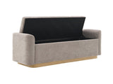 49" Bench with Storage, Storage Ottoman Bench with Safety Hinge, Gold Metal Base with wood frame, W2671P441836