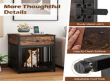 BlackBrown 2-in-1 Dog Crate End Table with Charging Station, Chew-Resistant Metal Tube Pet 66632252