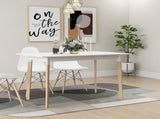Modern Dining Table 47 Inch Kitchen Table Rectangular Top with Solid Wood Leg-White W112040061