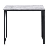 ZNTS Antique White and Black 35.5" Writing Desk with Metal Sled Base B062P184522