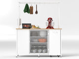Kitchen Island with Storage Space, Breakfast Bar with Folding Flip-Up Panel, Large Storage Cabinet W2167P210778
