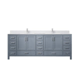 Dark Grey Double Bath Vanity 84 in. W x 22 in. D, White Quartz Top, and Faucet Set B2731P259153