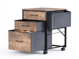 Wood Filing Cabinet with Casters, Washed Grey Fluted, Iron Clad Wood, Melamine Faced, 3 Small 16087281
