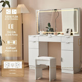 ZNTS Dressing table set with LED mirror and 3 lighting modes, dressing table with 5 drawers and 2 96670198