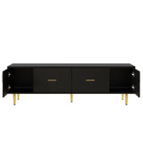 ZNTS U-Can Modern TV Stand with 5 Champagne Legs - Durable, Stylish and Spacious, TVs Up to 75'' WF300599AAB