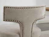 Mid Century Modern Dining Chairs Set of 2, Farmhouse Linen Fabric Upholstered Accent Chair Curved W1143P186366