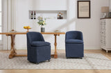 058-Set of 2 Chenille Fabric Dining Chairs With Universal Wheels,Blue W527P242553
