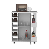 Lothian Bar Cart with Casters, 2-Side Storage Shelves and 6-Wine Bottle Rack B200P188869