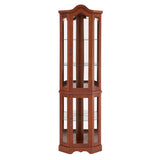 Corner Curio Cabinet with Lights, Adjustable Tempered Glass Shelves, Mirrored Back, Display W1693P171662