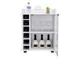 Bar Cart, Glass Door, Four Casters, Two Shelves, White B097133032