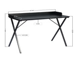 Computer Desk, X-Shaped Metal Legs Gaming Desk with Pegboard & Raised Baffle, Glossy MDF 48156844