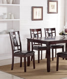 ZNTS Modern Contemporary 7pc Set Espresso Finish Unique Eyelet Back 6x Side Chairs Cushion Seats B011119001