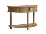 31.5-Inch Grooved Half-Moon Console Table, Farmhouse Sofa Table Behind Couch, Modern Entryway Table, 07132304