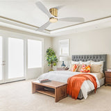 52 Inch Low Profile Ceiling Fan DC 3 Solid Wood Fan Blade Noiseless Reversible Motor Remote Control W934107777