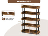 5-Tier Anti-Tipping Open Bookcase with Elevated Legs, Rustic Brown Display Rack for Home Office 96463183