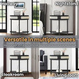 Unique Half Moon Design End with Sliding Rattan Door,Elegant Semi-circle Entryway Console W2557P183329