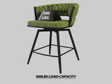 26" Bar Chair Linen Woven Bar Stool Set of 2,Black legs Barstools No Adjustable Kitchen Island 80680891