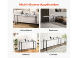 Modern Marble Console Table with Power Outlet, Slim Sofa Side Table Featuring Iron Tubes, 39516772