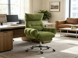 Wide Seat Reclining Office Chair with Flip-Up Armrests & Footrest, Green 35721354