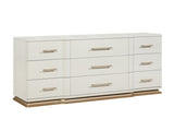 Lexington 9-Drawer Dresser in Beige with Textured Finish and Gold Hardware B009P450611