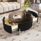 ZNTS Modern Round Coffee Table with 2 large Drawers Storage Accent Table WF311606AAB