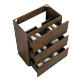 Alice-24F-105,Floor cabinet WITHOUT basin, Walnut color, With three drawers, Pre-assembled W1865107126