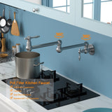 Pot Filler Faucet - Wall Mount Kitchen Sink Faucet Folding Stretchable with Single Hole Two Handles W124365377