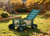 Rolling Garden Cart with Seat, 400 lbs Capacity, Heavy-Duty Wheeled Work Stool, for Lawn, Patio & 65595451