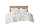 Full/Queen Embroidered Medallion Faux Fur Ultra Plush Comforter Mini Set B03597033