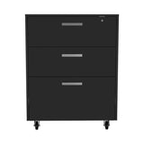 ZNTS Medford 3-Drawer Rectangle Chest with Caster Black Wengue B06280346