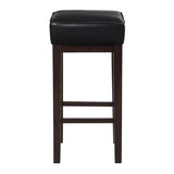 Transitional Black Faux Leather Seat 29-inch Pub Height Stools Set of 2, Espresso Finish Solid Wood B011P231743