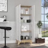 Pamplona Double Kitchen Pantry, Double Door, Four Shelves -Light Oak / White B20092109