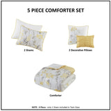 5 Piece Seersucker Comforter Set with Throw Pillows Yellow King/Cal King B035P148357